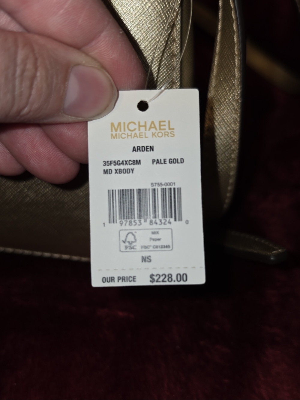 NWT Michael Kors Metallic Gold Crossbody Bag - Picture 6 of 6